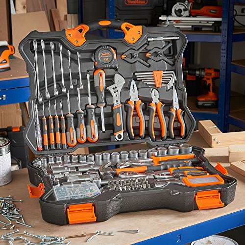 Set de 256 herramientas premium y enchufes VonHaus – Kit de herramientas con acabados satinados y resistente maletín de trabajo – Ideal para bricolaje, talleres y garaje