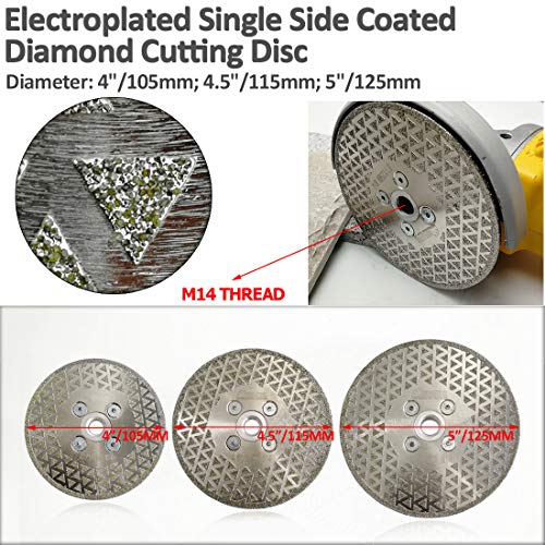 SHDIATOOL Disco Diamante 115mm Electrochapado Hoja de Sierra para Corte y Esmerilado Piedra Granito Mármol Azulejo