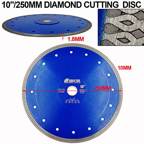SHDIATOOL Disco Tronzador de Diamante 250mm con X Malla Turbo Hoja de Sierra para Porcelana Azulejos Cerámica Mármol