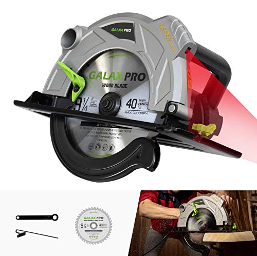 Sierra Circular, GALAX PRO 2000W 5000RPM Sierra Eléctrica, Guía Láser, Corte 85mm (90°), 56mm (45°), Hoja 235mm, Escala Graduada, Madera, Metal Delgado, Plástico