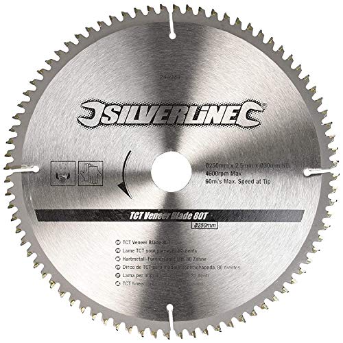 Silverline 244964 TCT CHAPA Hoja 80t 250 x 30-25 , 20 , 16mm Anillos