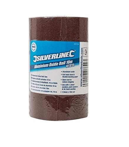 Silverline 297234 - Rollo de lija de óxido de aluminio 5 m (10 m, Grano 120)