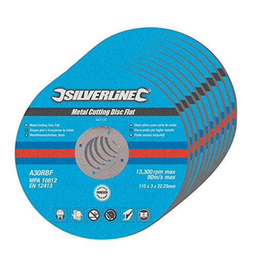 Silverline 447131 - Rueda de corte, 10 pzas 115 x 3 x 22,2 mm