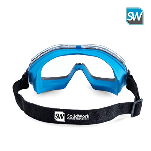 SolidWork - Gafas de seguridad profesionales con lentes transparentes, antivaho y con revestimiento de protección UV, antiarañazos y resistente a los rayos UV, incluye bolsa de almacenamiento