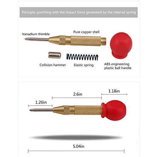 Spiral Grooved Step Drill Bit Set, 3Pcs High Speed Steel Titanium Coated Spiral Grooved Step Drill Bit Hole Cutter Power Tools for Wood, Metal, Stainless Steel,with HSS Center Punch with Rubber Cap