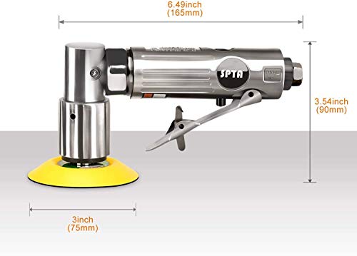 SPTA 25mm / 50mm / 80mm Lijadora de Aire Orbital Aleatoria, Mini Lijadora Neumática para Automóvil, con 36 discos de lijado de grano mixto y 3 almohadillas de respaldo