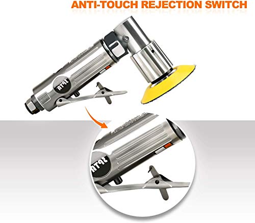 SPTA 25mm / 50mm / 80mm Lijadora de Aire Orbital Aleatoria, Mini Lijadora Neumática para Automóvil, con 36 discos de lijado de grano mixto y 3 almohadillas de respaldo