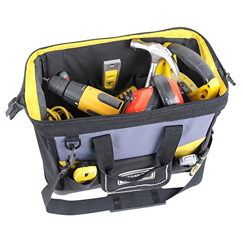 STANLEY 1-96-183 - Bolsa para herramientas de gran abertura con cremallera, 44.7 x 27.5 x 23.5 cm, base reforzada