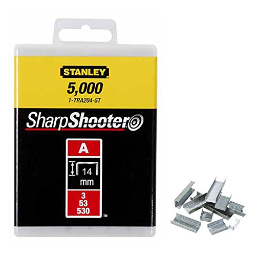 Stanley 1-TRA209T Grapa Tipo A (5/53/530) 14mm-1000 u, 14 mm, Set de 1000 Piezas