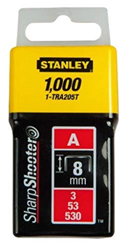 Stanley 1-TRA209T Grapa Tipo A (5/53/530) 14mm-1000 u, 14 mm, Set de 1000 Piezas