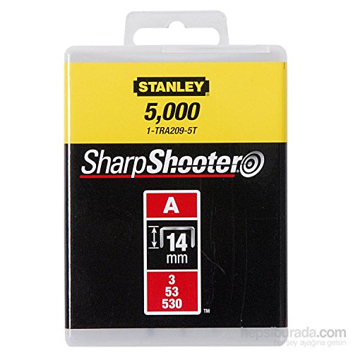Stanley 1-TRA209T Grapa Tipo A (5/53/530) 14mm-1000 u, 14 mm, Set de 1000 Piezas
