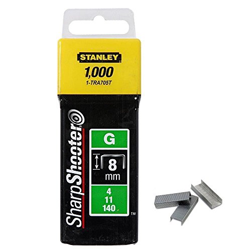 Stanley 1-TRA705T Grapa Tipo G (4/11/140) 8mm-1000 u, 8mm, Set de 1000 Piezas