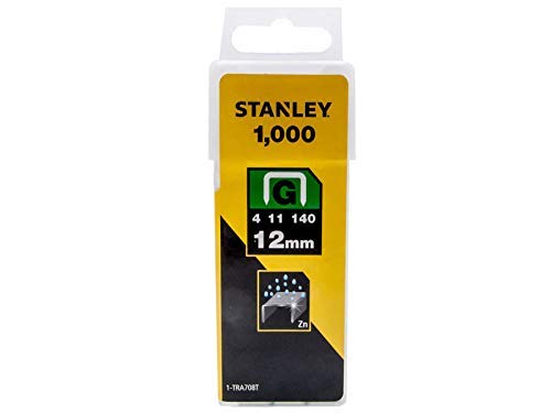 Stanley 1-TRA708T Grapa Tipo G (4/11/140) 12mm-1000 u, 12mm, Set de 1000 Piezas