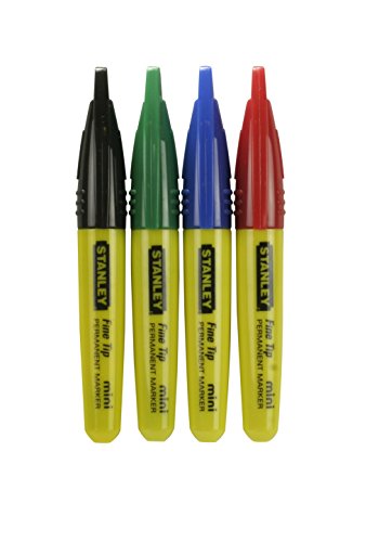 Stanley 2-47-329 Marcador Mini Punta Multicolor Blister, Set de 4 Piezas