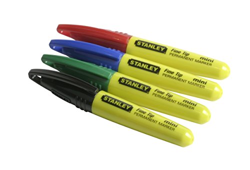 Stanley 2-47-329 Marcador Mini Punta Multicolor Blister, Set de 4 Piezas