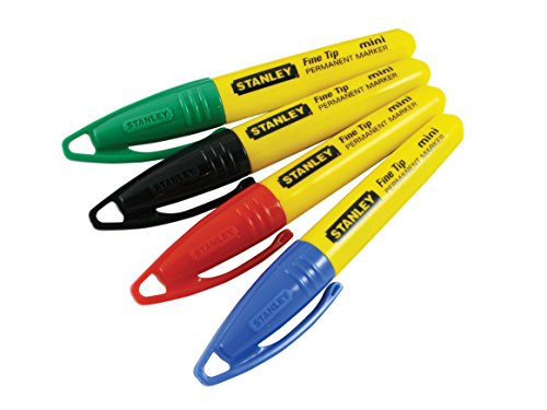 Stanley 2-47-329 Marcador Mini Punta Multicolor Blister, Set de 4 Piezas