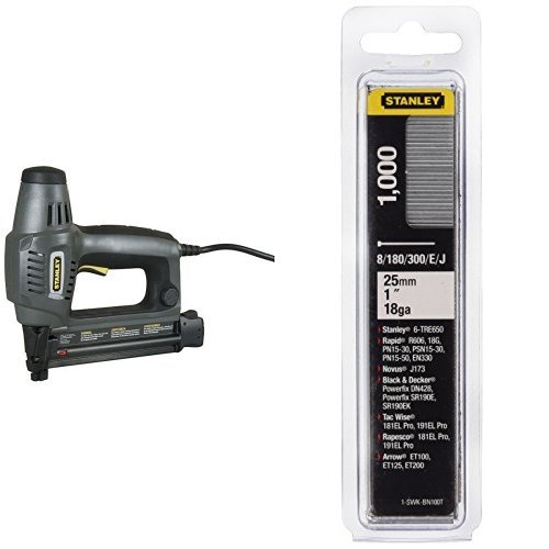 STANLEY 6-TRE650 - Clavadora electrica TRE650 para clavos tipo 8 & 1-SWKBN100T - Clavo/brad 8/300 / e/tipo j - 25mm - 1000 u.