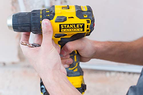 STANLEY FATMAX FMC627D2-QW - Taladro percutor Brushless 18V, 30.600 ipm, con 2 baterías de litio 2Ah y maletín