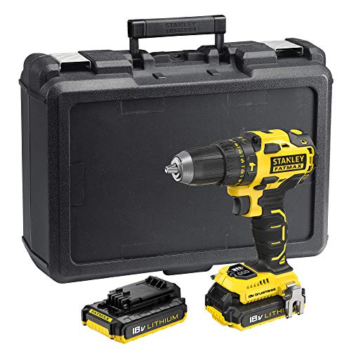 STANLEY FATMAX FMC627D2-QW - Taladro percutor Brushless 18V, 30.600 ipm, con 2 baterías de litio 2Ah y maletín