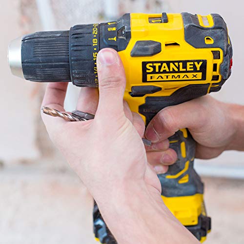 STANLEY FATMAX FMC627D3S-QW- Taladro percutor Brushless 18V, 30.600 ipm, con 3 baterías de litio 2Ah y bolsa de transporte