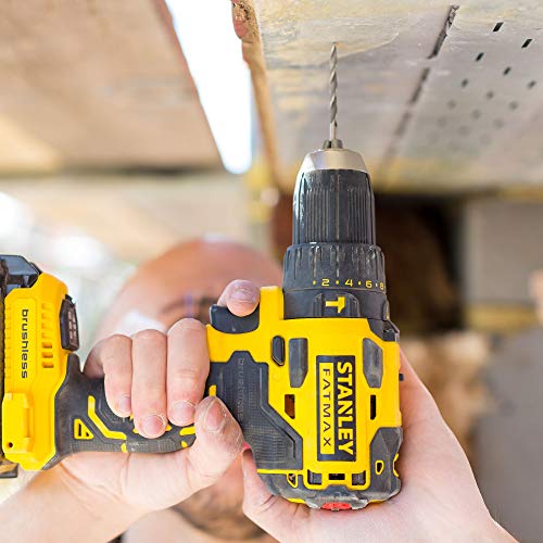 STANLEY FATMAX FMC627D3S-QW- Taladro percutor Brushless 18V, 30.600 ipm, con 3 baterías de litio 2Ah y bolsa de transporte