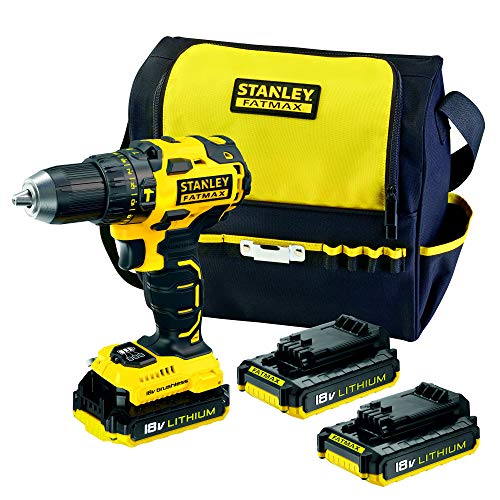 STANLEY FATMAX FMC627D3S-QW- Taladro percutor Brushless 18V, 30.600 ipm, con 3 baterías de litio 2Ah y bolsa de transporte