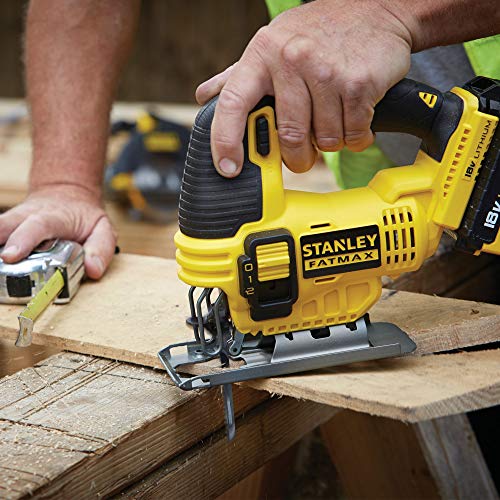 STANLEY FATMAX FMCK473D2BC-QW - Taladro percutor y sierra de calar 18V con 2 baterías de litio 2Ah y bolsa con función de cargador