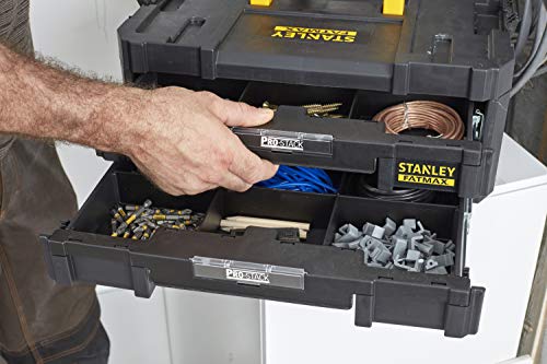 STANLEY FATMAX FMST1-71981 Maleta Multiusos para Herramientas con cajonera Doble Pro-Stack II y IV, Negro