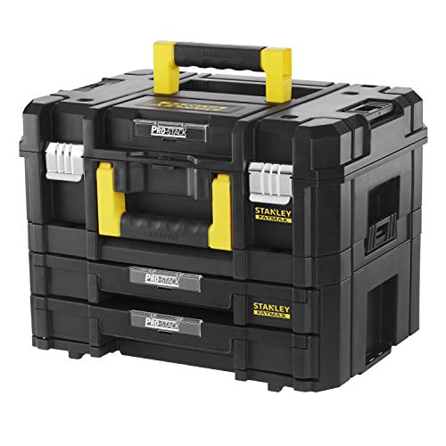 STANLEY FATMAX FMST1-71981 Maleta Multiusos para Herramientas con cajonera Doble Pro-Stack II y IV, Negro