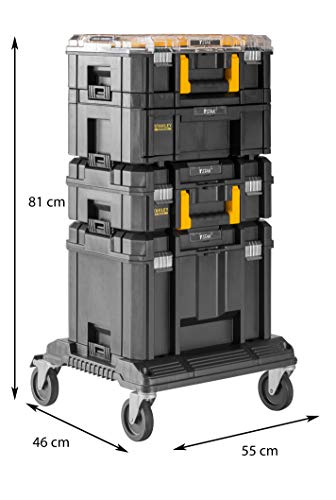 Stanley Fatmax - Sistema modular de almacenamiento gama PRO-STACK(4 cajas para herramientas + plataforma con ruedas)