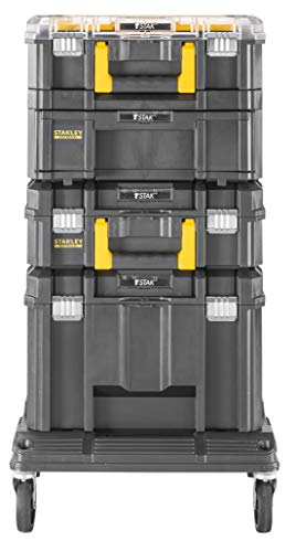 Stanley Fatmax - Sistema modular de almacenamiento gama PRO-STACK(4 cajas para herramientas + plataforma con ruedas)