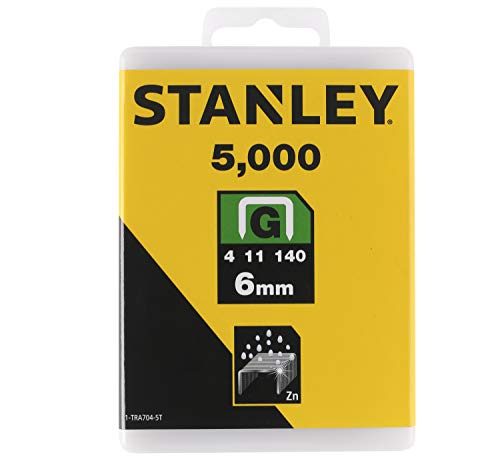 Stanley Grapas Tipo G 6 mm-5000 Unidades, 1-TRA704-5T, 6mm, Set de 5000 Piezas