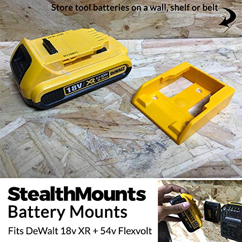 StealthMounts - Soportes para baterías para DeWalt 18v XR y Flexvolt 54v