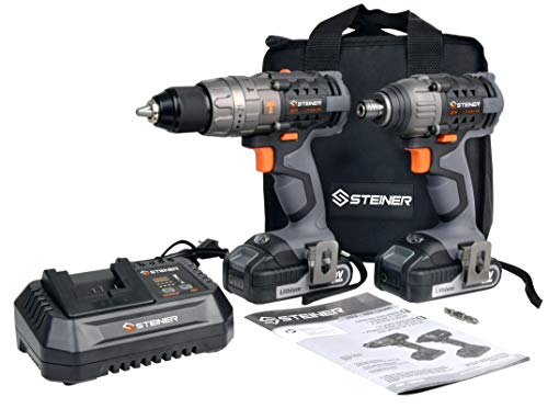 Steiner taladro sin cable percutor & atornillador de impacto, 4 polos 20V litio 2 bat 2Ah