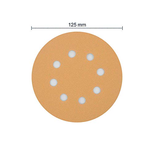 Supertool - Discos de lija (20 unidades, 125 mm, 8 agujeros), sin polvo, discos de lija circulares de gancho y bucle, grano 60, para lijadoras orbitales aleatorias
