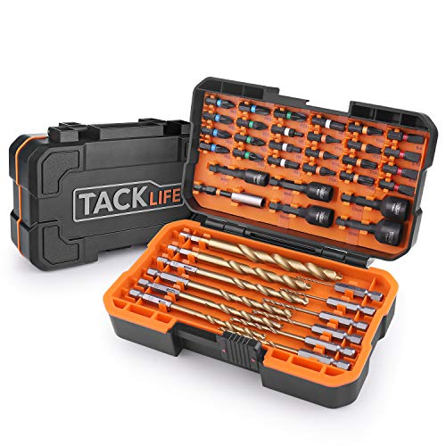 TACKLIFE 42 Piezas Juegos de Puntas, DNS02 12 * Broca Helicoidal, 5 * Llave de Vasos, 24 * Puntas, 1 * Portapunta Magnética, para atornillador y taladro