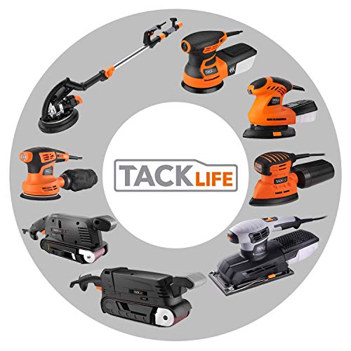 TACKLIFE Discos de Lija 125mm, 100PCS de 40, 60, 80, 100, 150, 180, 240, 320, 400, 800 Granos, Papel de Lija Abrasivo con 8 Agujeros, Gancho y Bucle Durable para Lijadora Orbital, Cambio Rápido, ASD1A