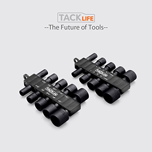 TACKLIFE Juegos de Brocas, Tuercas de Tuerca con Acero al Cromo Vanadio, kit Maestro de Tuercas Hexagonales de 20 piezas 1/4 '' para un Cambio de Mandril más Rápido, Taladro Eléctrico de Mano - PNDB1A