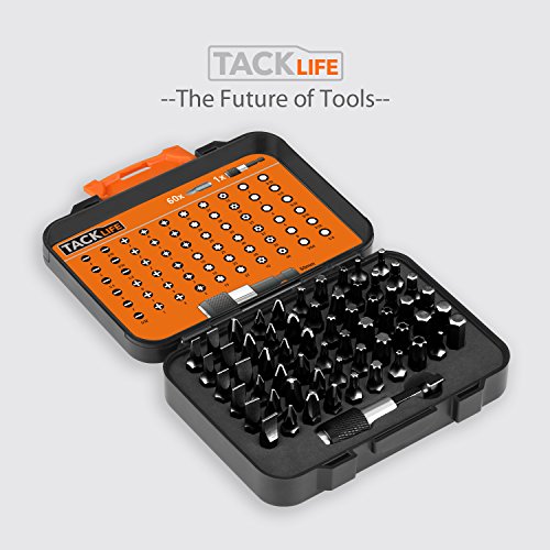 Tacklife PSDB1A - Maletín portátil con 60 brocas y un portabrocas magnético compatibles con todas las marcas de taladros