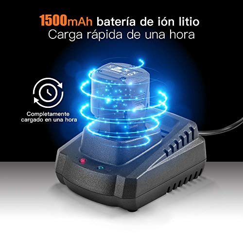 TACKLIFE Sierra Sable de 12- Volt, con Batería de Litio de 1500mAh, Incluye Una Abrazadera de Sujeción, Velocidad Regulable, Indicador de Batería, Cargador Rápido de Una Hora