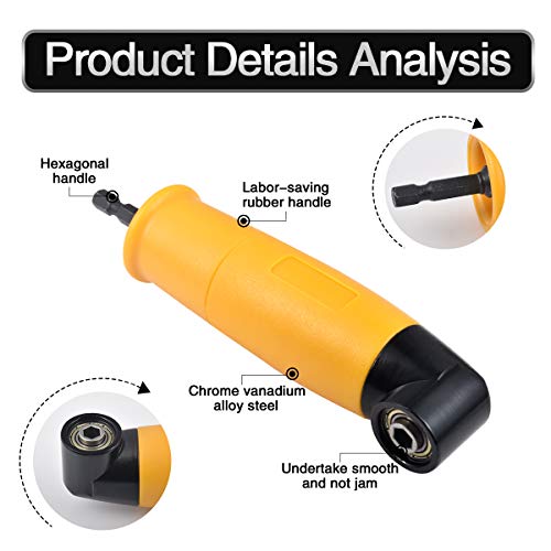 Taladro de ángulo recto de 105 grados para destornillador de destornillador de ángulo recto de 1/4 pulgadas, adaptador de destornillador de punta hexagonal