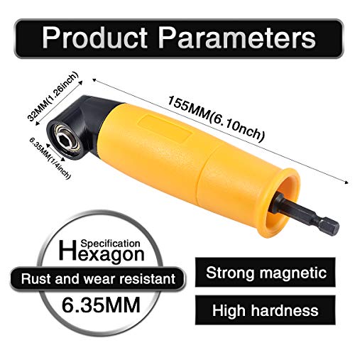 Taladro de ángulo recto de 105 grados para destornillador de destornillador de ángulo recto de 1/4 pulgadas, adaptador de destornillador de punta hexagonal