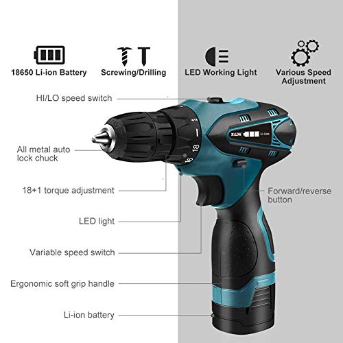 Taladro inalámbrico sin escobillas Controlador Taladro 16,8V Corriente, 1 Cargador rápido, Velocidad 2 3/8" sin Llave Chuck, magnético Eje Flexible