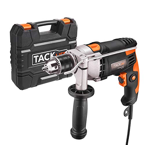 Taladro Percutor, TACKLIFE 850W 3000RPM Taladro Eléctrico con Varios accesorios y Maletin portátil, Martillo Taladro 2 Funciones en 1, 360° Empuñadura Giratoria de Metal - PID03B