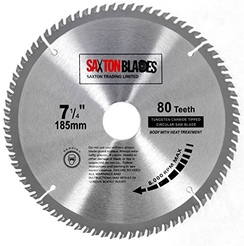 TCT18580T Saxton TCT - Hoja de sierra circular para madera (185 mm x 30 mm x diámetro x 80T) para Bosch Makita Dewalt compatible con sierras de 190 mm