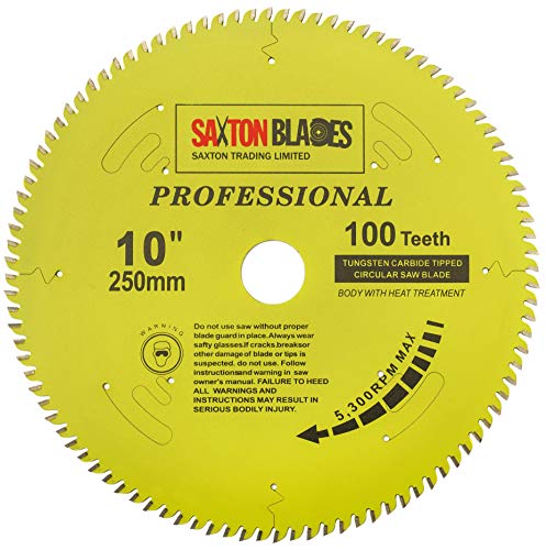 TCT250100TPRO Saxton Professional Range TCT - Hoja para sierra circular (250 mm x 100 T x 30 mm, anillos de reducción de 16, 20 y 25 mm) compatible con Bosch Makita Dewalt, etc.