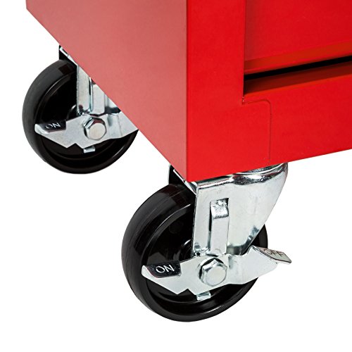 TecTake Carro de herramientas con 5 cajones | con cerradura | con ruedas - disponible en diferentes colores - (Rojo | No. 402796)