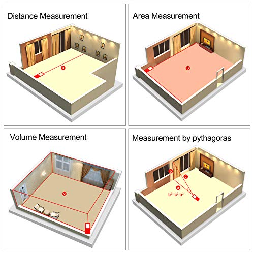 Telémetro láser, Mileseey Medidor Laser de Distancia con rango distancia de medida 0,05~40m /±1,5mm, pantalla retroiluminada LCD con burbujas de nivel Medidor Láser con función silencio
