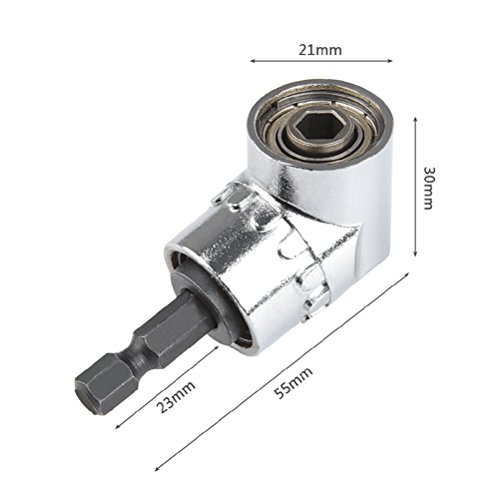 TIMESETL 105 Grado Taladro de ángulo recto 1/4 de pulgada de 6 mm hexagonal Broca de destornillador de socket adaptador de portabrocas