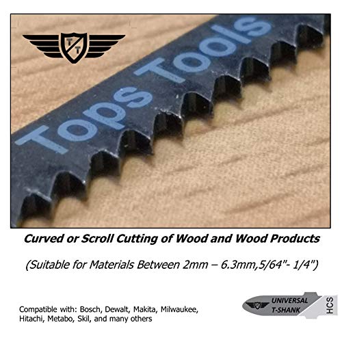 TopsTools T119BO - Cuchillas de sierra para sierra de calar (curvadas o de desplazamiento, compatibles con Bosch, Dewalt, Makita, Milwaukee y muchos más)